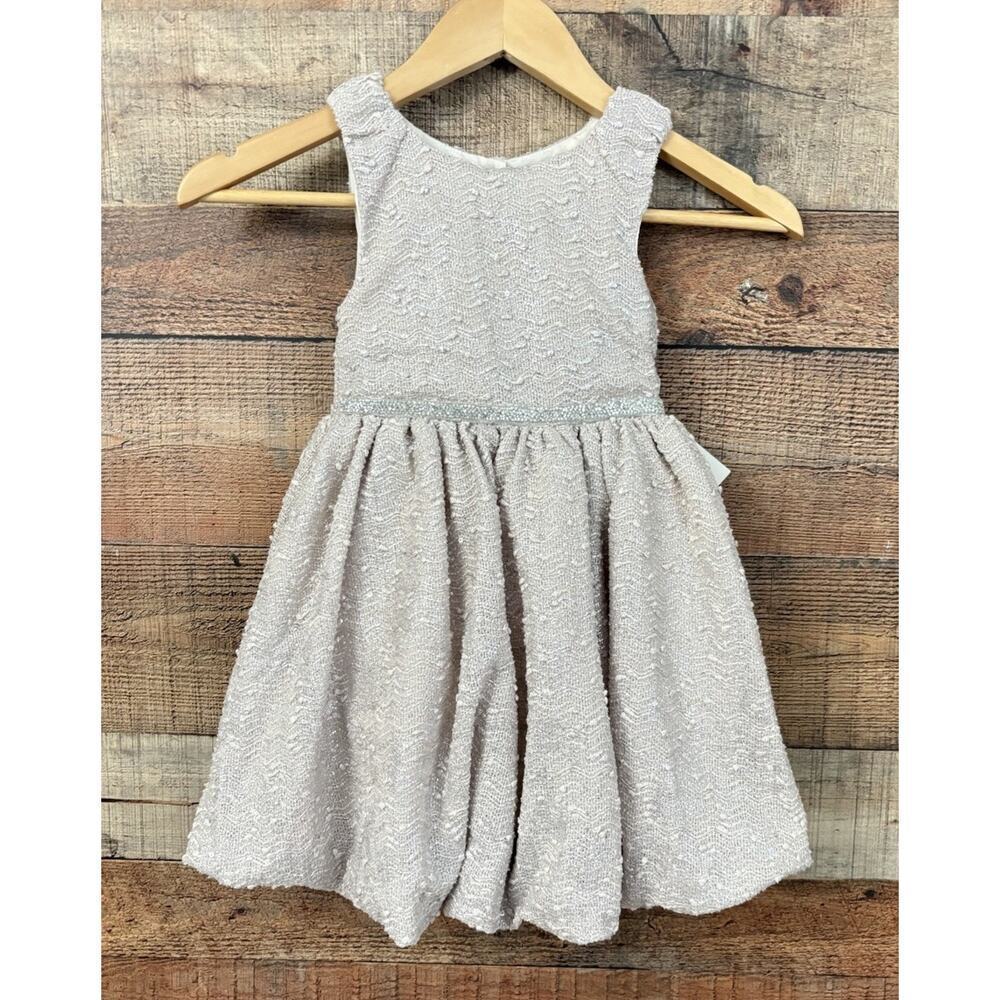 BLUEBERI BOULEVARD Little Girls Sz 4T Sleeveless Bubble Dress Silver NWT Wedding